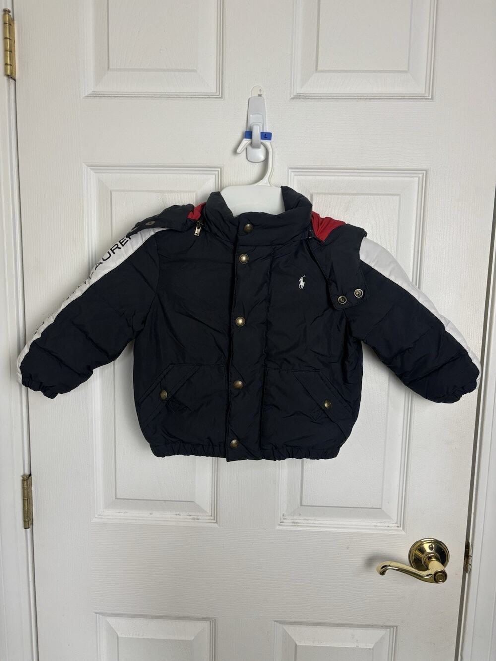 Polo Ralph Lauren Boy’s 3T Puffer Duck Down Winter Jacket Black White Pony